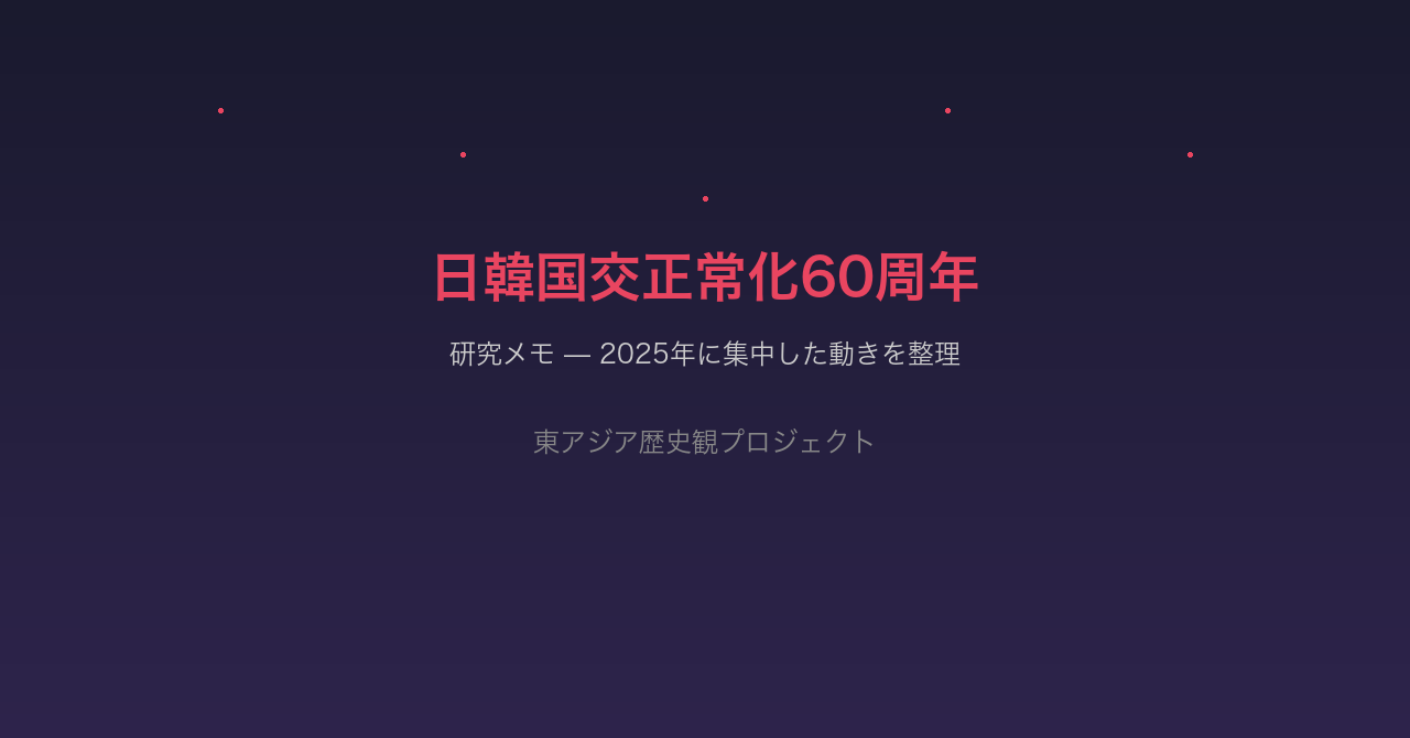 【研究メモ】日韓国交正常化60周年——2025年に集中した動き